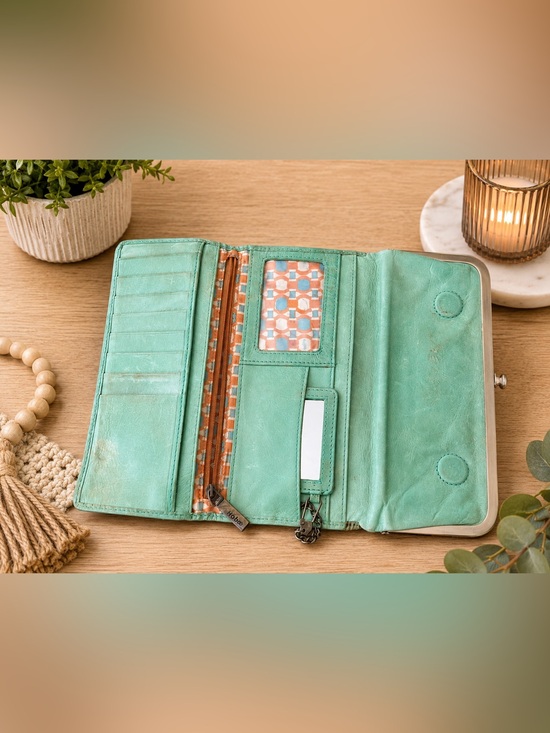 HOBO Handbags - 💚 HOBO International Mint Green Genuine Leather Continental Wallet #1039